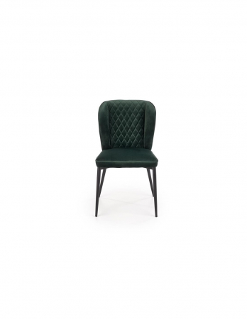 Scaun de living HM k399, verde, cu spătar matlasat și picioare metalice negre [4]