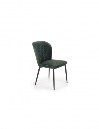 Scaune - Scaun de living HM k399, verde, cu spătar matlasat și picioare metalice negre