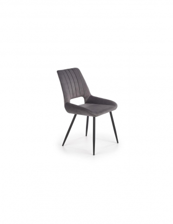 Scaune living - Scaun living HM K404 gri cu picioare metalice negre si spatar cu nervuri verticale