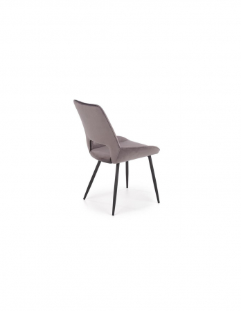 Scaun living HM K404 gri cu picioare metalice negre si spatar cu nervuri verticale [3]