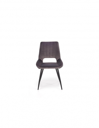 Scaun living HM K404 gri cu picioare metalice negre si spatar cu nervuri verticale [5]