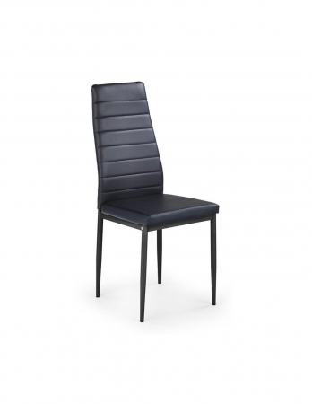 Scaune living - Scaun de living K70 negru, piele ecologica, picioare metalice cromate