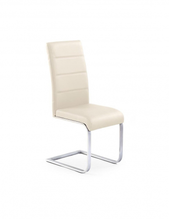 Scaune living - Scaun de living crem HM K85 cu picioare metalice cromate