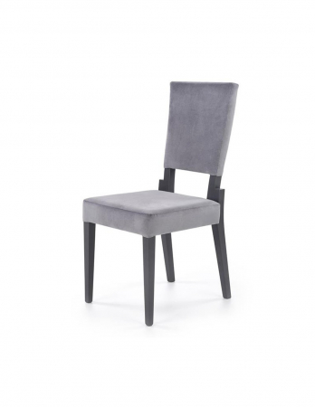 Scaune living - Scaun living gri catifelat cu picioare din lemn natur