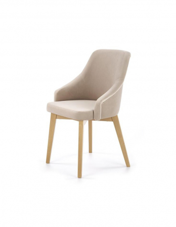 Scaune living - Scaun de living HM Toledo 2 crem cu picioare din lemn masiv