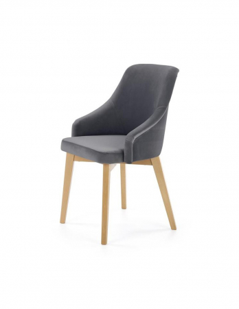 Scaune living - Scaun living HM Toledo 2 gri inchis cu picioare din lemn masiv