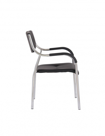 Scaun vizitator GN negru cu manere si cadru metalic cromat [5]