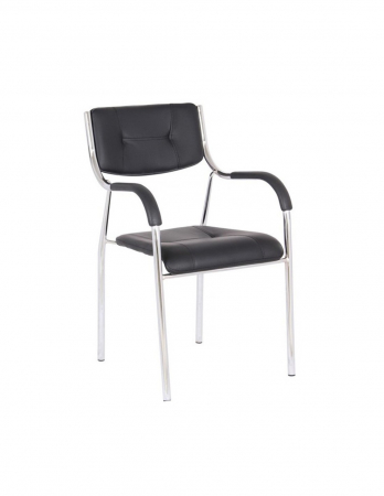 Scaun vizitator GN negru cu manere si cadru metalic cromat [0]