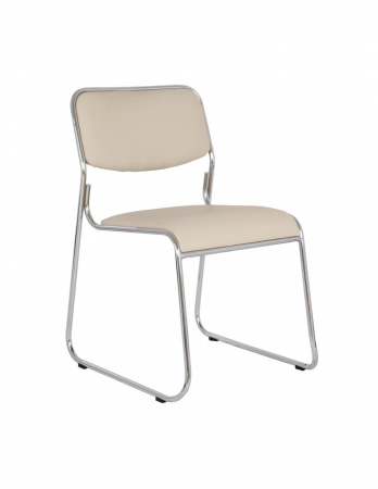 Scaune vizitator - Scaun vizitator Emil cu cadru cromat si tapiterie piele ecologica crem