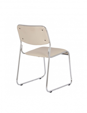 Scaun vizitator Emil cu cadru cromat si tapiterie piele ecologica crem [4]