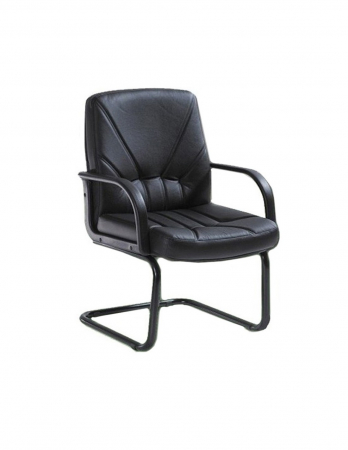 Scaune vizitator - Scaun vizitator din piele naturala, model 5550 S, negru, cu baza pe sanie