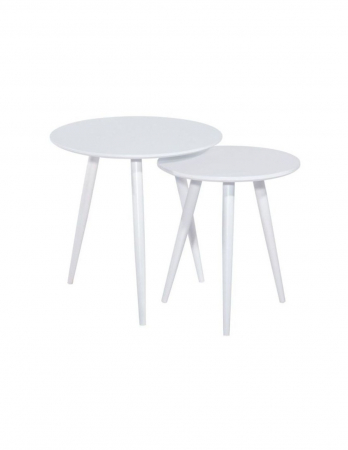 Set 2 mese de cafea rotunde albe SL Cleo cu picioare din lemn [0]