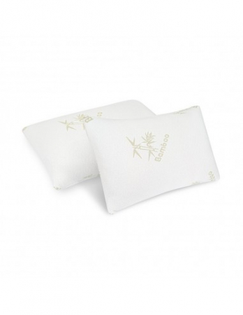 Perne - Set 2 perne albe din bambus cu logo și fulgi de memory foam