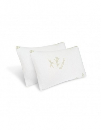 Set 2 perne albe din bambus cu logo și fulgi de memory foam [1]