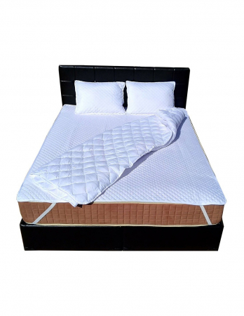 Saltele superortopedice - Set Avantaj Saltea Superortopedica Lux ROMA 140x200 cu Perne, Husa si Pilota - Prezentare pe pat