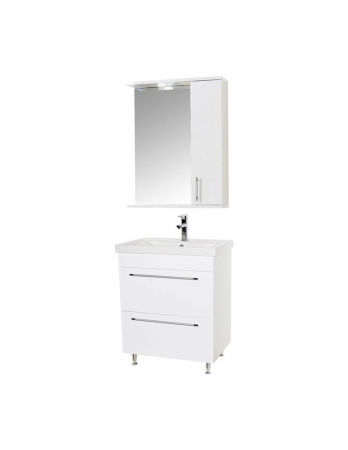 Set mobilier baie alb cu lavoar, oglinda LED si dulap lateral [1]