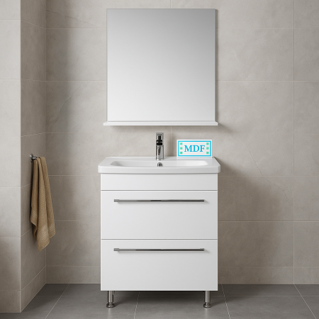 Baie - Set mobilier baie alb cu lavoar ceramic si oglinda