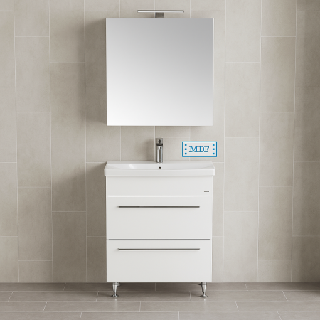 Baie - Set mobilier baie alb cu oglinda LED si lavoar