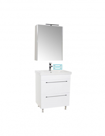 Set mobilier baie alb cu oglinda LED si lavoar [1]