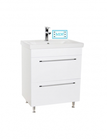 Set mobilier baie alb cu oglinda LED si lavoar [8]