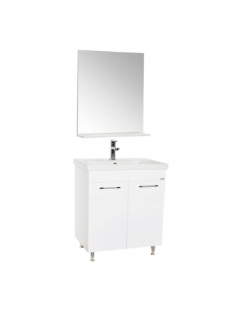 Set mobilier baie alb cu lavoar ceramic si oglinda [1]