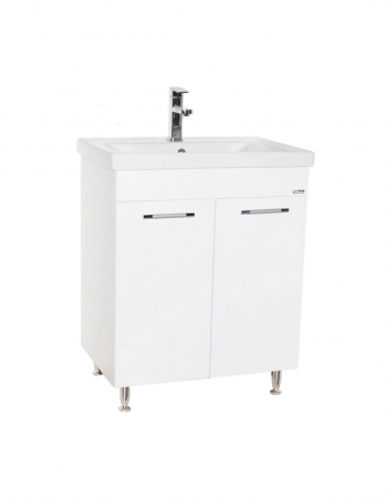 Set mobilier baie alb cu lavoar ceramic si oglinda cu iluminare LED [8]