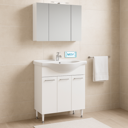 Baie - Set baie GN1531 cu lavoar 80 cm și oglindă Celine LED – alb
