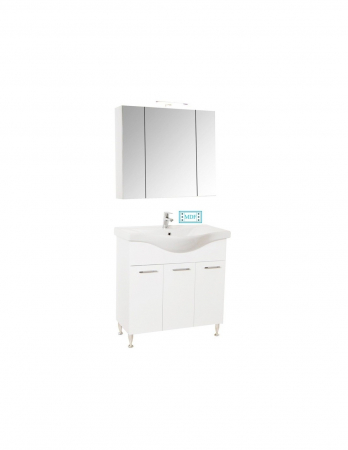 Set baie GN1531 cu lavoar 80 cm și oglindă Celine LED – alb [1]