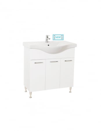 Set mobilier baie alb cu lavoar ceramic si oglinda cu poliță [5]