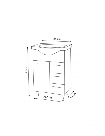 Set mobilier baie GN1531 alb cu lavoar 55 cm și oglindă GN0201 cu dulăpior [5]