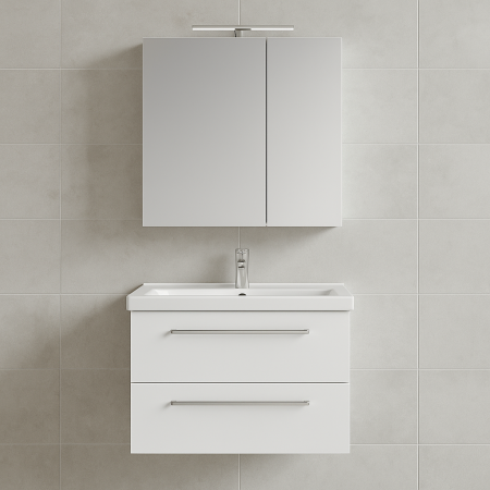 Baie - Set mobilier baie GN0541 alb cu lavoar si oglinda iluminata