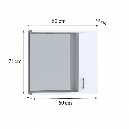 Set mobilier baie GN0541 cu lavoar si sertare, alb lucios, oglinda cu LED [2]
