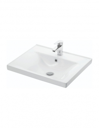 Set mobilier baie GN0541 alb lucios cu lavoar ceramic si oglinda cu polita [7]