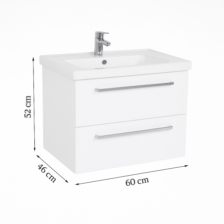 Set mobilier baie GN0541 alb lucios cu lavoar ceramic si oglinda cu polita [5]