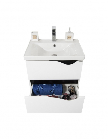 Set mobilier baie suspendat alb 70 cm cu dulap oglinda si lavoar [7]