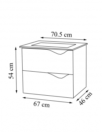 Set mobilier baie suspendat alb 70 cm cu dulap oglinda si lavoar [11]