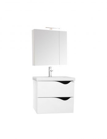 Set mobilier baie suspendat alb 70 cm cu dulap oglinda si lavoar [1]