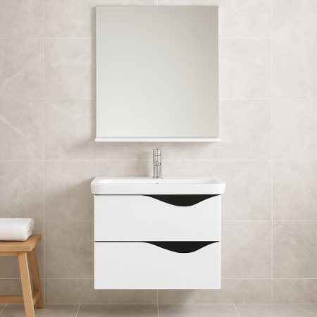 Set mobilier baie suspendat alb cu lavoar si oglinda [0]