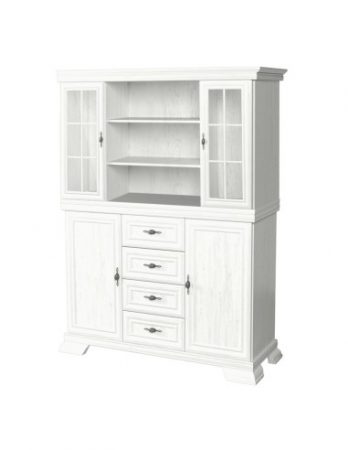 Set comoda living VM3 si vitrina VMN4 alb cu spatii de depozitare si usi vitrate [1]