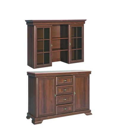 Set comoda living VM3 si vitrina VMN4 din lemn masiv cu usi vitrate si sertare [3]