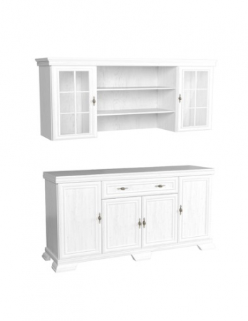 Set comoda si vitrina alb antichizat cu vitrine din sticla si manere aurii [2]