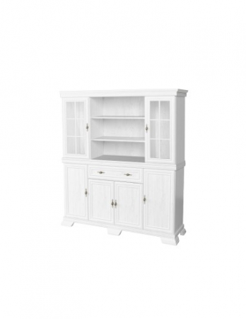 Set comoda si vitrina alb antichizat cu vitrine din sticla si manere aurii [1]