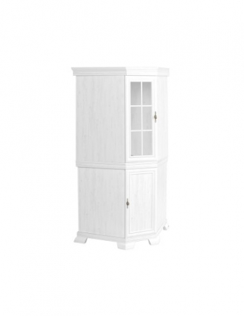 Set comoda si vitrina pentru colt VMN1 VMNN1 alb cu usa din sticla si manere aurii [1]