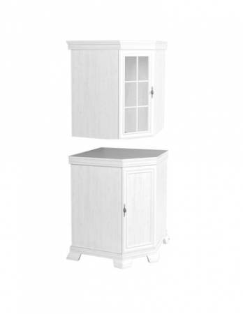 Set comoda si vitrina pentru colt VMN1 VMNN1 alb cu usa din sticla si manere aurii [2]