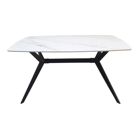 Set masa living Elegant FDT4, blat ceramica, structura metalica, 140x80x75 cm, alb/gri si 6 scaune Gloria FDC20, tapiterie catifea, 90 kg, gri [1]
