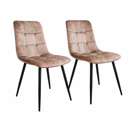 Set masa living Elegant FDT4, blat ceramica, structura metalica, 140x80x75 cm, alb/maro si 6 scaune Rizea FDC4, tapiterie catifea, 90 kg, bej [4]