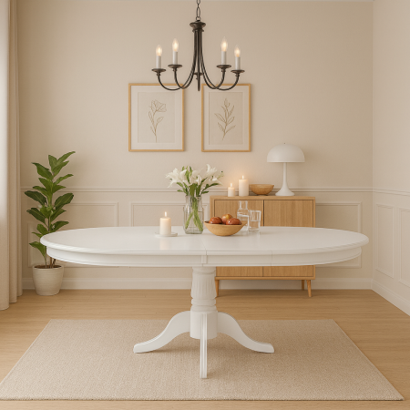 Set masa living HM William cu 4 scaune HM Barock, alb, design modern [3]