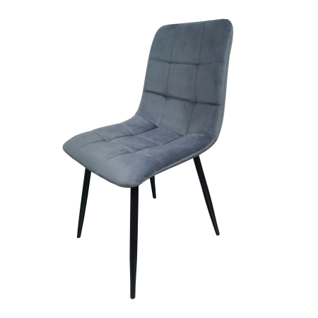 Set masa living Lineo FDT1, blat ceramica, structura metalica, 140x80x75 cm, alb/gri si 6 scaune Rizea FDC4, tapiterie catifea, 90 kg, gri [3]