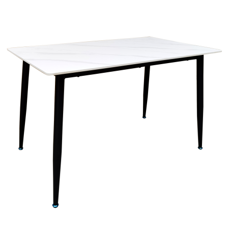 Set masa living Lineo FDT1, blat ceramica, structura metalica, 140x80x75 cm, alb/maro si 6 scaune Gloria FDC20, tapiterie catifea, 90 kg, bej [3]