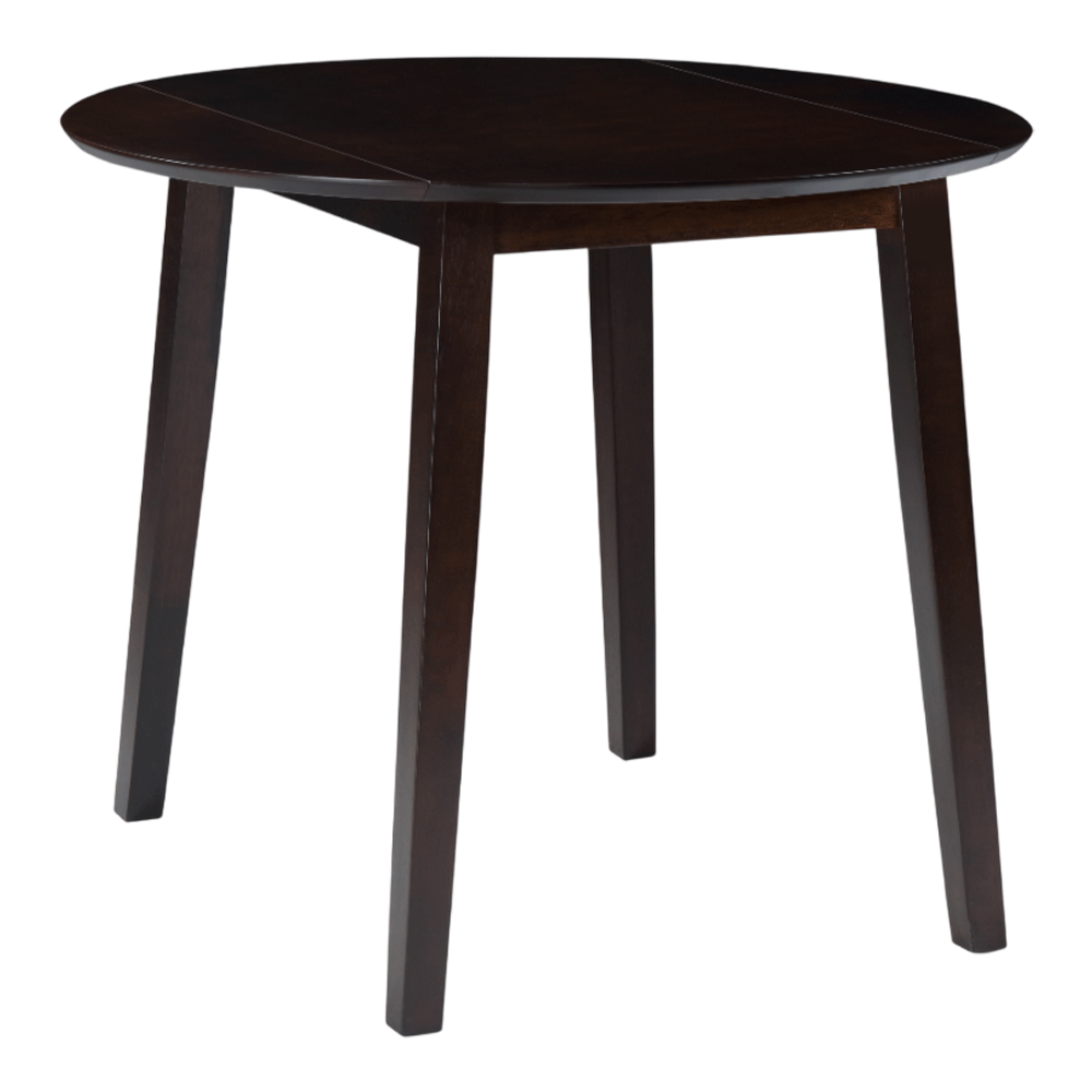 Set masa living plianta Philadelphia, MDF, lemn masiv, rotunda, 55/90 x 90 x 74,8 cm si 2 scaune Vienna, tapiterie stofa, 94x49x40 cm, nuc [3]